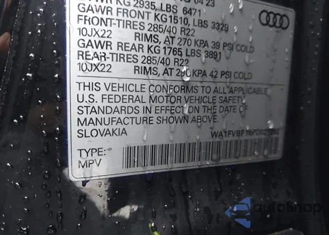 2023 Audi Q8 Prestige 55 Tfsi Quattro Tiptronic из США, поврежденный, VIN WA1FVBF16PD028292